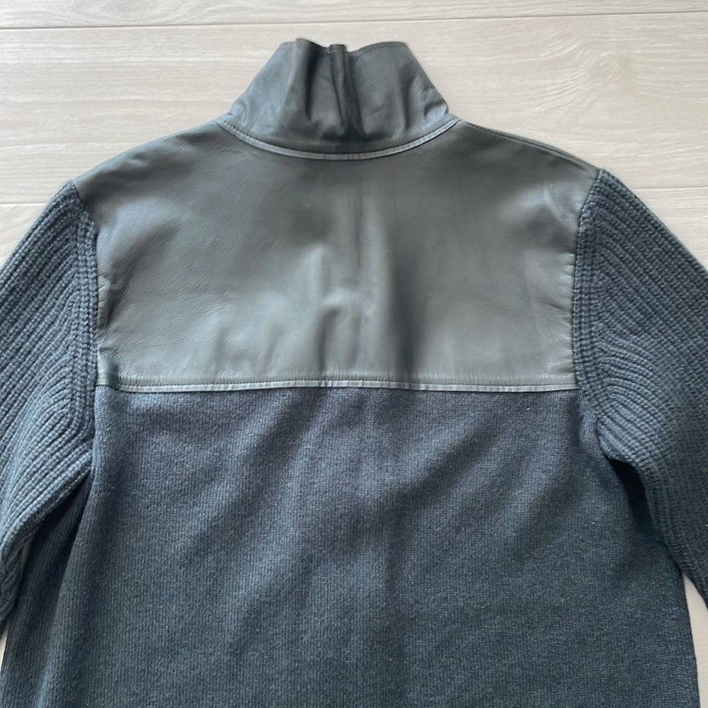 Akris Pine Green Italian Cashmere & Napa Leather Cardigan - Picture 10 of 16